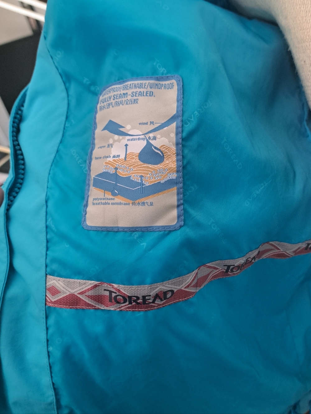 TOREAD windbreaker Trekking jacket waterproof baby blue shell hiking ladies XXL* - Picture 4 of 10